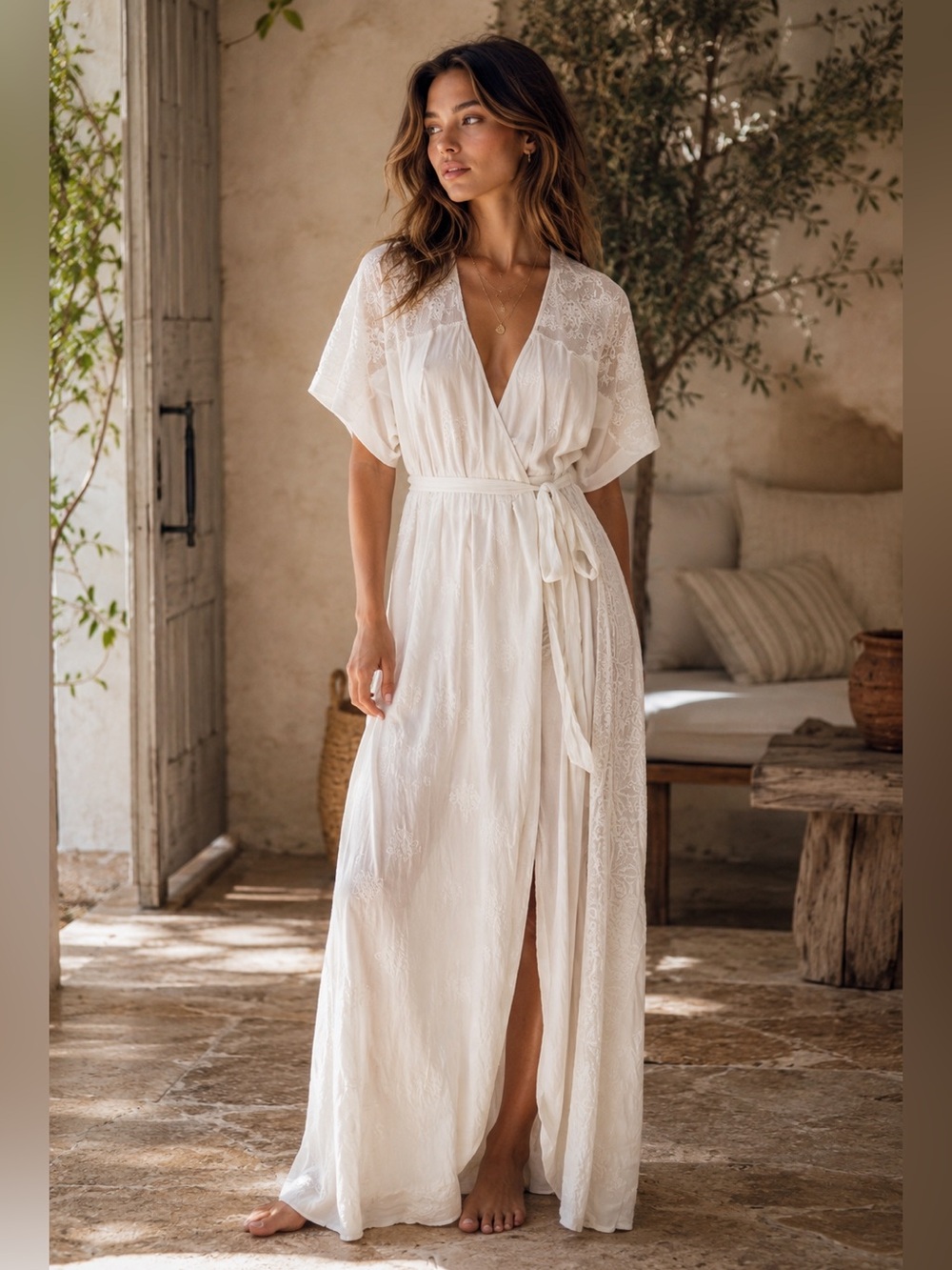 Zara White Embroidered Dress